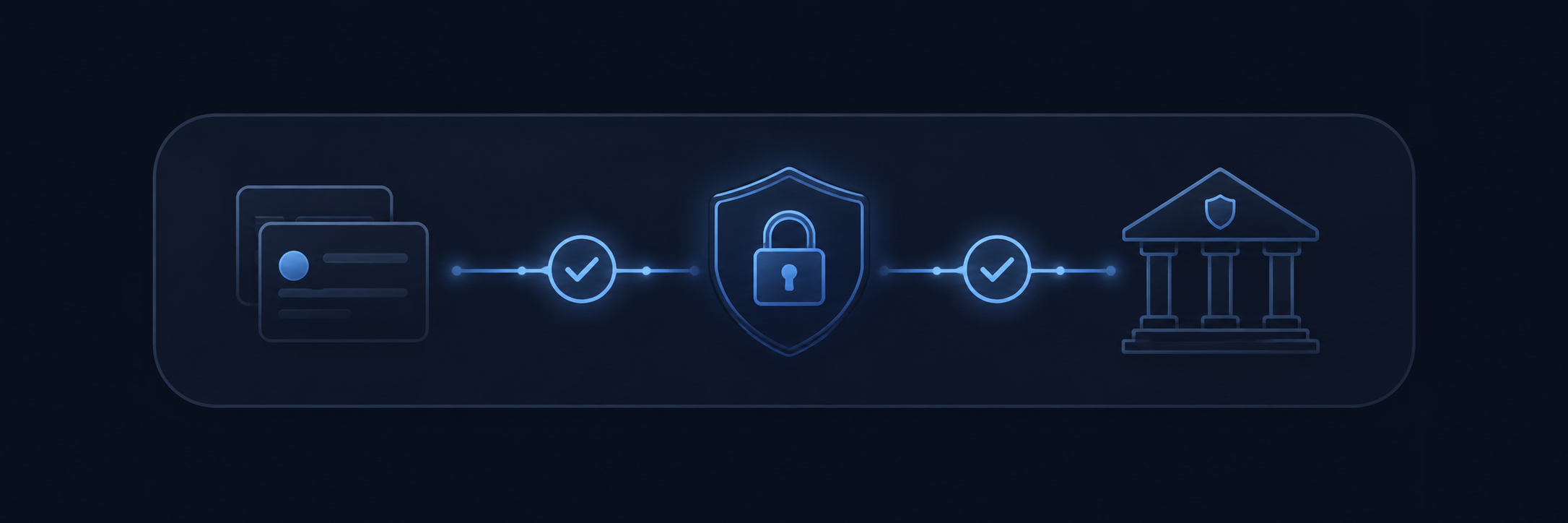Illustration of client account cards connecting through verified authorization into a secured broker workflow.